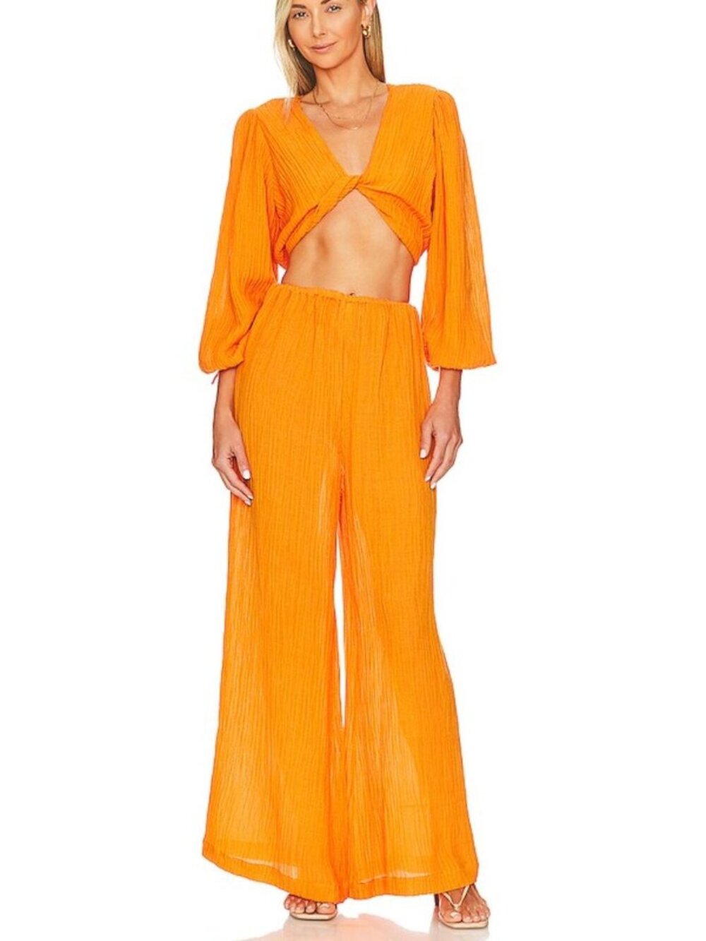 NWT Faithfull the Brand Rupina Pant + Palmera Top Tangerine Size XS Set